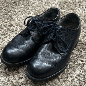 Alden 311 Plain Toe Blucher Oxford shoe in black full-grain leather Sz 7.5